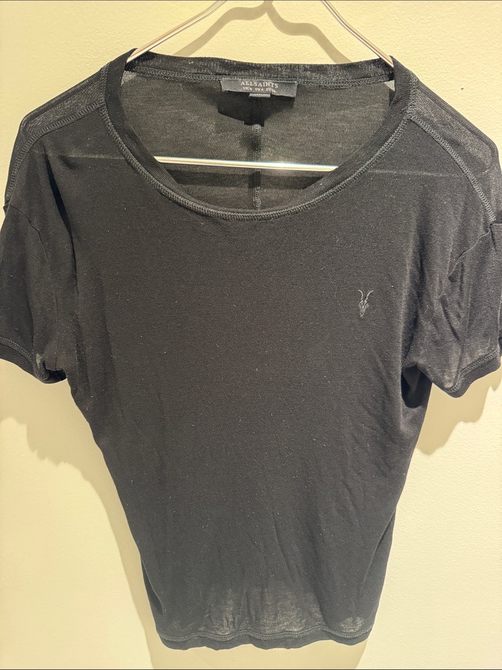 AllSaints Black Short Sleeve Tee with Small Logo